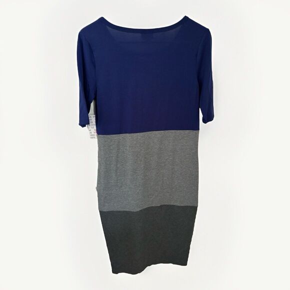 LuLaRoe Womens Dress Size Small Julia Multi-Color Blue & Gray Dress - Picture 4 of 4